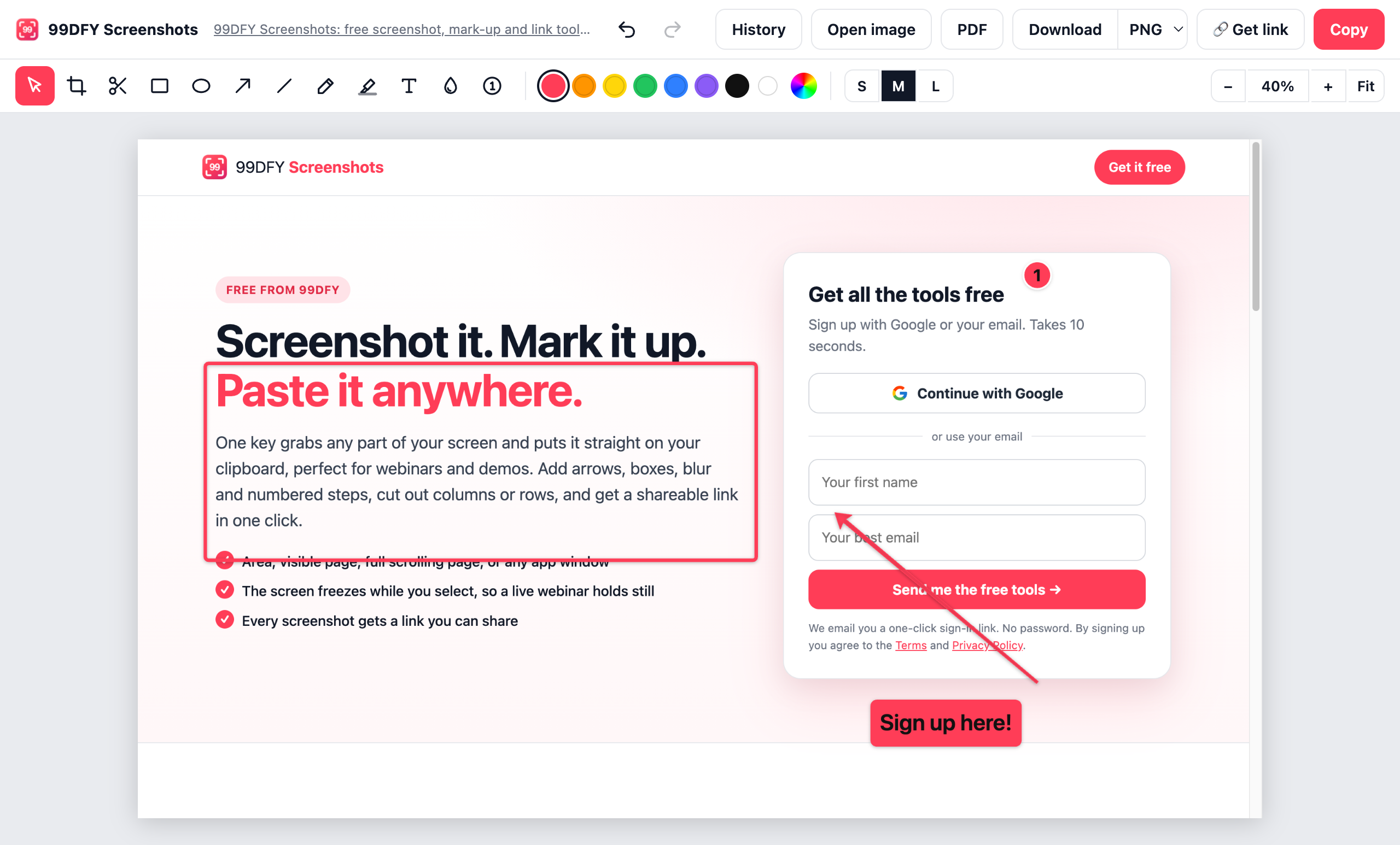 Editor with arrows, boxes, steps and text